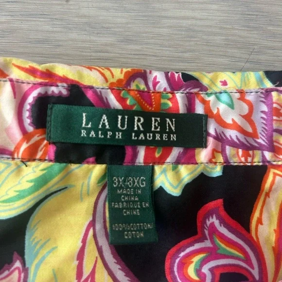 Lauren Ralph Lauren Paisley Floral Colorful Button Down Shirt Size 3X - Picture 2 of 4